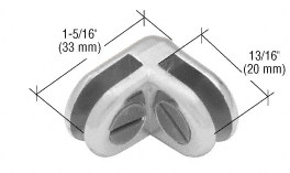 Chrome Finish Two-Way 90 Degree Display Connector for 1/8&quot;, 3/16&quot; and 7/32&quot; Glass | ZLC2CH