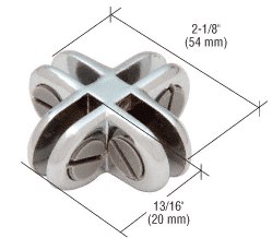 CRL Chrome Finish Four-Way 90 Degree Display Connector for 1/8&quot;, 3/16&quot; and 7/32&quot; Glass | ZLC4CH