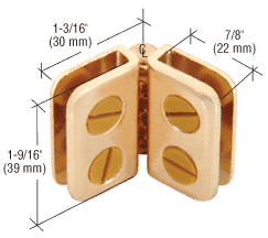 CRL Brass Finish Hinge Display Connector for 1/8&quot;, 3/16&quot; and 7/32&quot; Glass | ZLC5BR