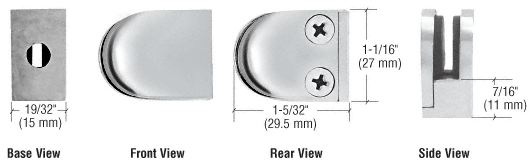 CRL Polished Stainless Mini Z-Series Glass Clamp Round Shape - Flat Base  | ZMF06PS