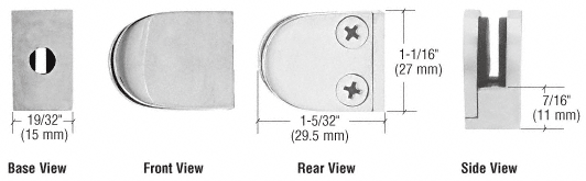 CRL Satin Stainless Mini Z-Series Glass Clamp Round Shape - Flat Base  | ZMF06SS