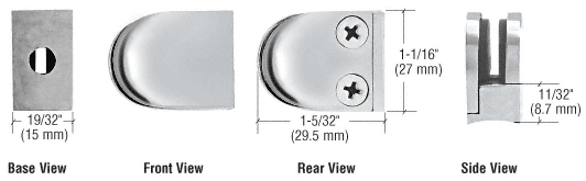 CRL Polished Stainless Mini Z-Series Glass Clamp Round Shape - Radius Base  | ZMR06PS