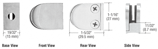 CRL Satin Stainless Mini Z-Series Glass Clamp Round Shape - Radius Base  | ZMR06SS