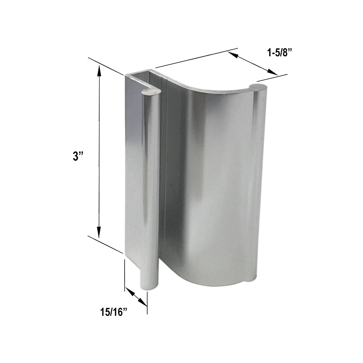 Gordon Glass&amp;#174; Satin Chrome Tub Enclosure and Sliding Shower Door Pull Handle for 3/16&quot; and 1/4&quot; Glass | ZTE22073SC