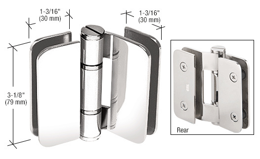 CRL Zurich 01 Series Polished Stainless 180&amp;#176; Glass-to-Glass Outswing or Bifold Hinge | ZUR01PS