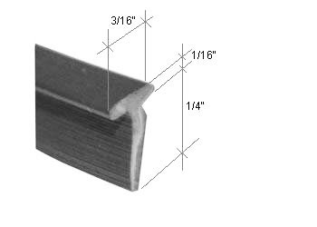 Gray Shower Door Vinyl T Sweep and Drip Seal - 7 ft long | ZV918G