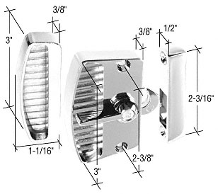 C.R. Laurence CRL Chrome Sliding Screen Door Latch and Pull with 2-3/8&quot; Screw Holes | A181