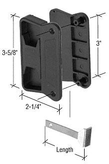 C.R. Laurence Sliding Screen Door Latch and Pull, Black, 3&quot; Screw Holes for Superior Aluminum Doors | A201