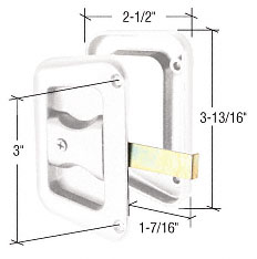 C.R. Laurence CRL White Sliding Screen Door Latch and Pull with 3&quot; Screw Holes for Hat Section Doors  | A228