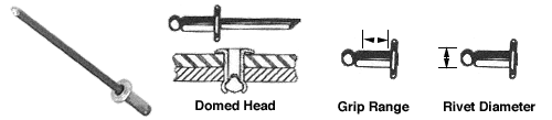 C.R. Laurence CRL 1/8&quot; Diameter, 3/16&quot; to 1/4&quot; Grip Range Aluminum Mandrel and Rivet In Packs of 10000 | ABA44