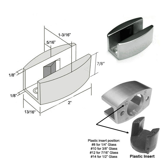 Adjustable Stainless Steel Sliding Shower Door Bottom Guide from 1/4&quot; to 1/2&quot; Glass | ASD1412