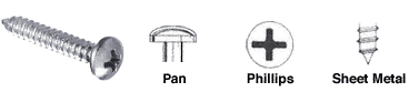 CRL-Automotive CRL Bright Zinc Chromate 8 x 3/8&quot; Pan Head Phillips Tapping Sheet Metal Screws - Box | AV1939