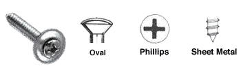 CRL-Automotive CRL Chrome 8 x 1&quot; Oval Head Phillips Sheet Metal Screws with Countersunk Washers - Box | AV2772