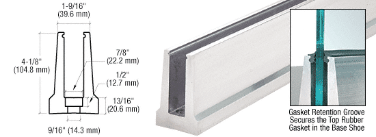 C.R. Laurence CRL Mill Aluminum Tapered Base Shoe Drilled With Hole Pattern D in a 10 Foot Length | B5T10D