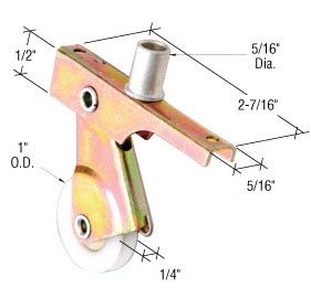C.R. Laurence CRL 1&quot; Nylon Center Groove Sliding Screen Door Bottom Roller with Top Adjustment Screw for Bay-Mill Doors - Package | B701