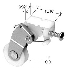 C.R. Laurence CRL 1&quot; Nylon Ball Bearing Center Groove Sliding Screen Door Spring Tension Roller for Metal Industries Doors - Package | B722