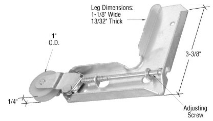 C.R. Laurence Stamped Aluminum Corner Insert with 1&quot; Nylon Ball Bearing Center Groove Sliding Screen Door Roller for Jim Walters Doors - Package | B724