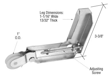 C.R. Laurence Stamped Galvanized Steel Corner Insert with 1&quot; Nylon Ball Bearing Center Groove Sliding Screen Door Roller for Metal Industries - Package | B726