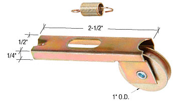 C.R. Laurence CRL 1&quot; Steel Ball Bearing Center Groove Sliding Screen Door Spring Tension Roller for Thermo-Tech Doors - Package | B729