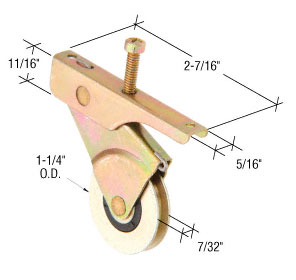 C.R. Laurence CRL 1-1/4&quot; Steel Center Groove Sliding Screen Door Roller with Top Adjustment Screw for Bay-Mill Doors - Package | B740