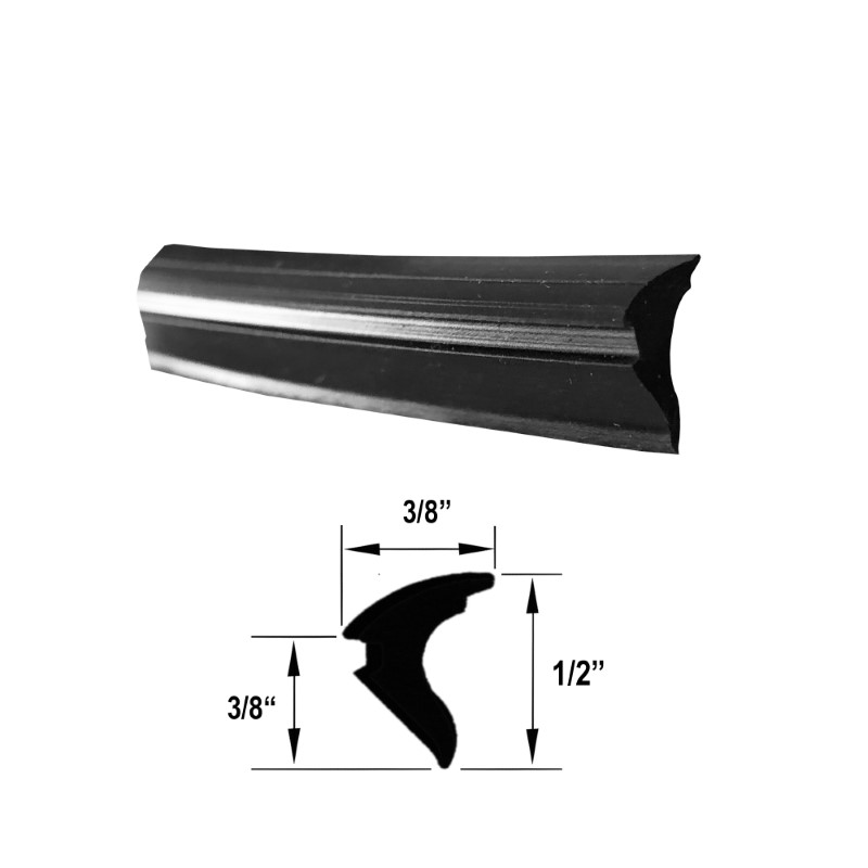 Black Roll-in Universal Replacement Glazing Vinyl Spline for Framed Shower Doors - 3/8&quot; x 1/2&quot; x 3/8&quot; - 18 ft Roll | SAGV38