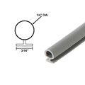Gordon Glass&#174; Gray Vinyl Shower Door Bulb Seal 3/16" Backing, 1/4" Dia. - 84 in long 