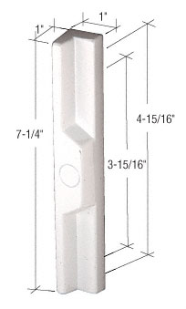 C.R. Laurence White Sliding Glass Door Pull With 3-15/16&quot; and 4-15/16&quot; Screw Holes | C1113