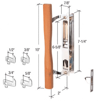 C.R. Laurence CRL Wood/Chrome Flush Mount No Key Handle Set 6-5/8&quot; Screw Holes | C1148