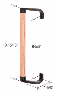 C.R. Laurence CRL Hardwood/Black Inside Pull 6-5/8&quot; Screw Holes for Capitol Brand Doors | C1182