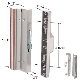 Patio Door Handle, Hook-Style, Surface Mount, 4-15/16&quot; Screw Holes, Aluminum | C1198