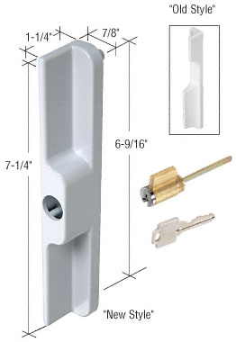 C.R. Laurence Sliding Glass Patio Door Outside Pull with Key Cylinder, White  | C1254