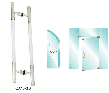 C.R. Laurence CRL Polished Stainless 24-1/2&quot; Overall Length Glass Mounted Ladder Series Pull Handle With Acrylic Semi-Inserts | CA18x18PS