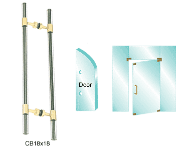C.R. Laurence CRL Polished Brass 27&quot; Overall Length Glass Mounted Ladder Style Pull With Acrylic Full Inserts  | CB18x18BR