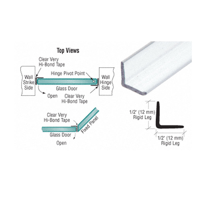 CRL Multi-Purpose Polycarbonate Clear L-shape Angle Jamb with Pre-Applied Tape for 1/4&quot; to 1/2&quot; Glass - 95 in long | P12LJT2