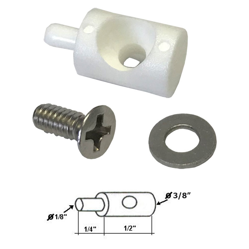 White Nylon Hinge Bushing Pin Kit 3/8&quot; Dia. for Continuous Hinge Shower Enclosure. | ASDW