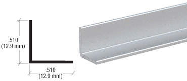C.R. Laurence CRL Satin Anodized 1/2&quot; Aluminum Angle Extrusion - 12 ft Long | D1627A