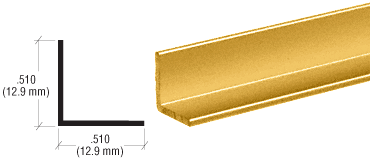 C.R. Laurence CRL Buffed Brite Gold Anodized 1/2&quot; Aluminum Angle Extrusion - 12 ft Long | D1627BGA