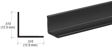 C.R. Laurence CRL Black Electro-Static Paint 1/2&quot; Aluminum Angle Extrusion - 12 ft Long | D1627BL