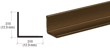 C.R. Laurence CRL Bronze Electro-Static Paint 1/2&quot; Aluminum Angle Extrusion - 12 ft Long | D1627BRZ