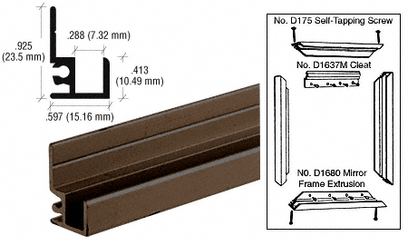 C.R. Laurence CRL Duranodic Bronze Mirror Frame Extrusion - 12 ft Long | D1680DU