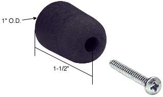 C.R. Laurence CRL Black 1-1/2&quot; Long Rubber Sliding Glass Door Bumper - Package | D1701