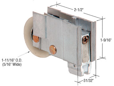 Strybuc Industries CRL 1-11/16&quot; Nylon Ball Bearing Sliding Glass Door Roller with 31/32&quot; Wide Housing for Alcan Doors  | D1764