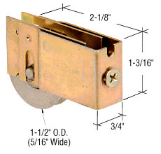 C.R. Laurence CRL 1-1/2&quot; Stainless Steel Ball Bearing Sliding Glass Door Roller with 3/4&quot; Wide Housing for Lausell Doors - Package | D1781