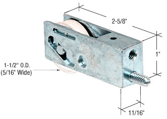 C.R. Laurence CRL 1-1/2&quot; Nylon Ball Bearing Sliding Glass Door Roller with 11/16&quot; Wide Housing For Trimview Doors - Package | D1810