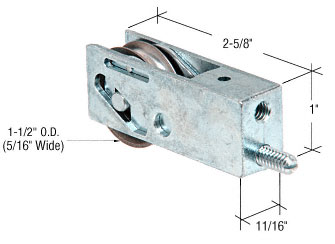 C.R. Laurence CRL 1-1/2&quot; Steel Ball Bearing Sliding Glass Door Roller with 11/16&quot; Wide Housing for Trimview Doors - Package | D1825