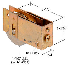 C.R. Laurence Sliding Glass Patio Door Roller, 1-1/2&quot; Stainless Steel Wheel, 3/4&quot; Wide x 1-3/16&quot; High Housing | D1826