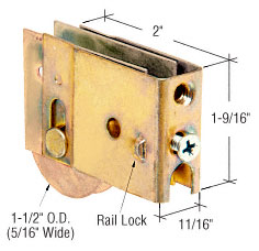 C.R. Laurence CRL 1-1/2&quot; Steel Ball Bearing Sliding Glass Door Roller with 11/16&quot; Wide x 1-9/16&quot; High Housing - Package | D1830