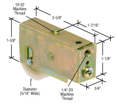 C.R. Laurence CRL 1-1/4&quot; Stainless Steel Ball Bearing Sliding Glass Door Roller with 3/4&quot; Wide Housing - Package | D1831