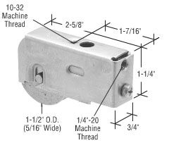 C.R. Laurence CRL 1-1/2&quot; Stainless Steel Sliding Glass Door Roller with 3/4&quot; Wide Housing for Daryl and Patio Magic Doors - Package | D1903