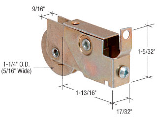 C.R. Laurence CRL 1-1/4&quot; Steel Ball Bearing Sliding Glass Door Roller with 17/32&quot; Wide Housing - Package | D1906